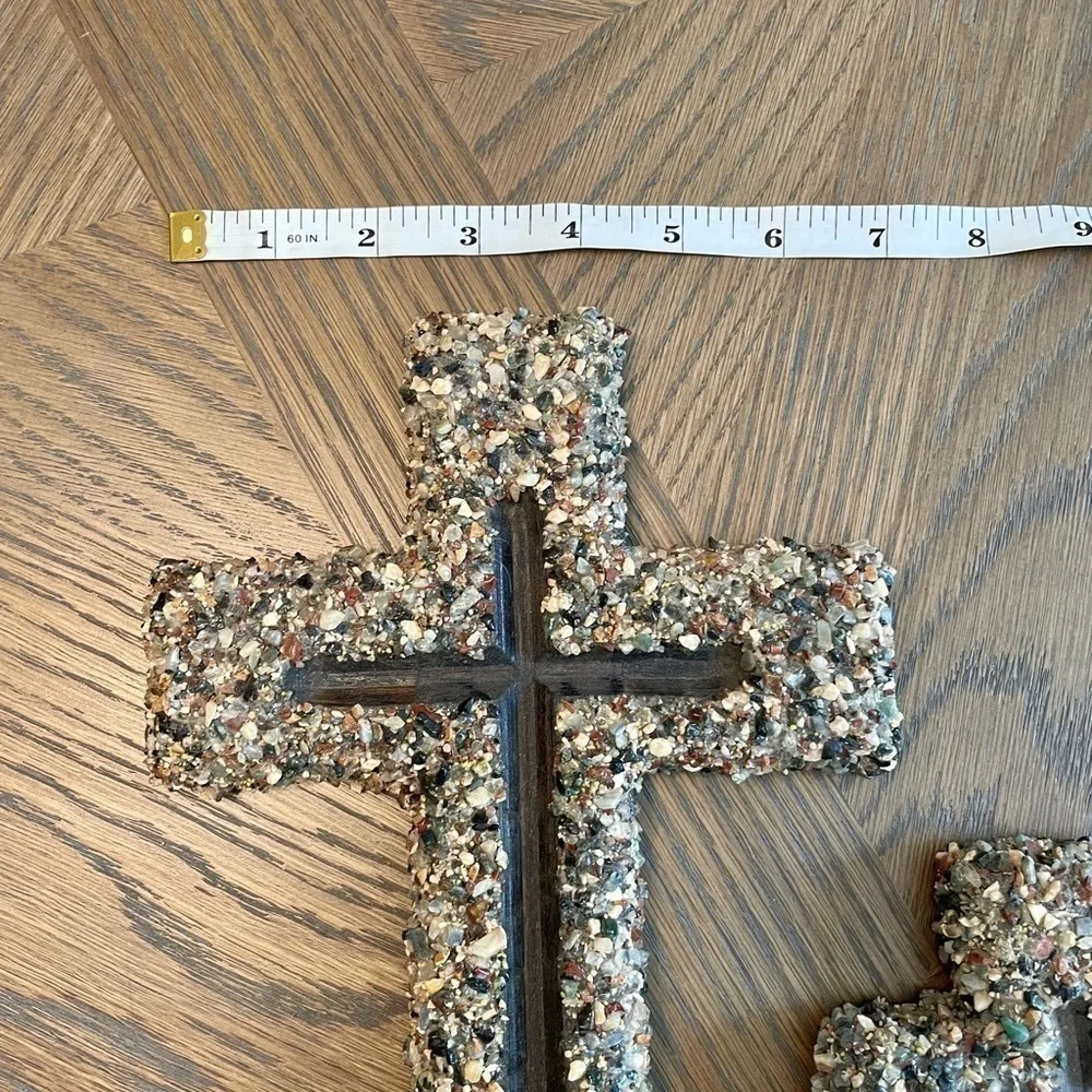 PEBBLE Rock Gravel set of 2 Handmade Crosses